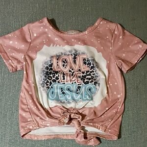 Pink Kids Short Sleeve Tee with Graphic Print
